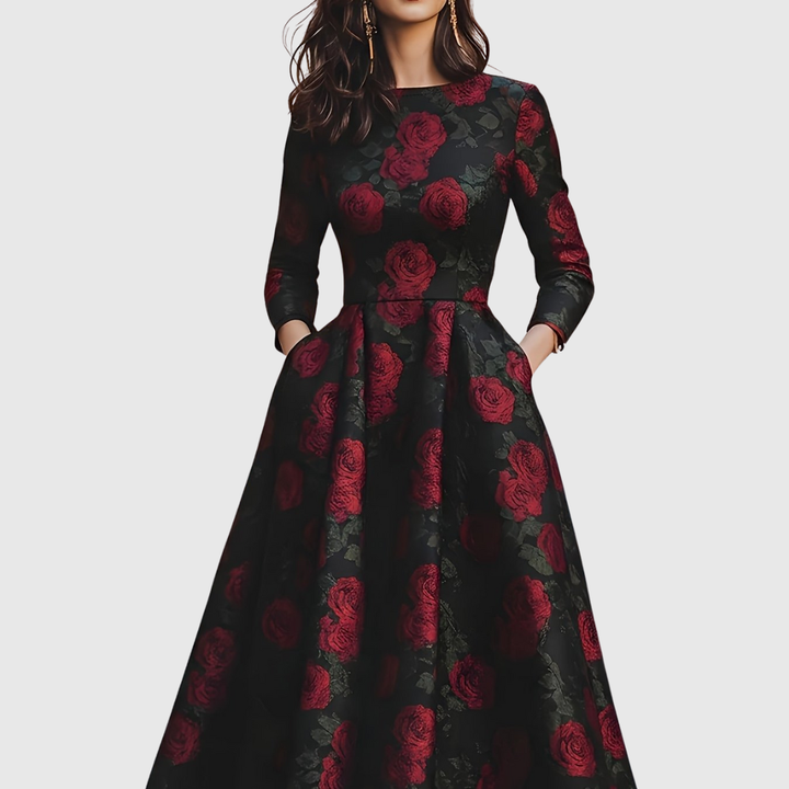 Lilla | Elegant Vintage Maxi Dress With Floral Print