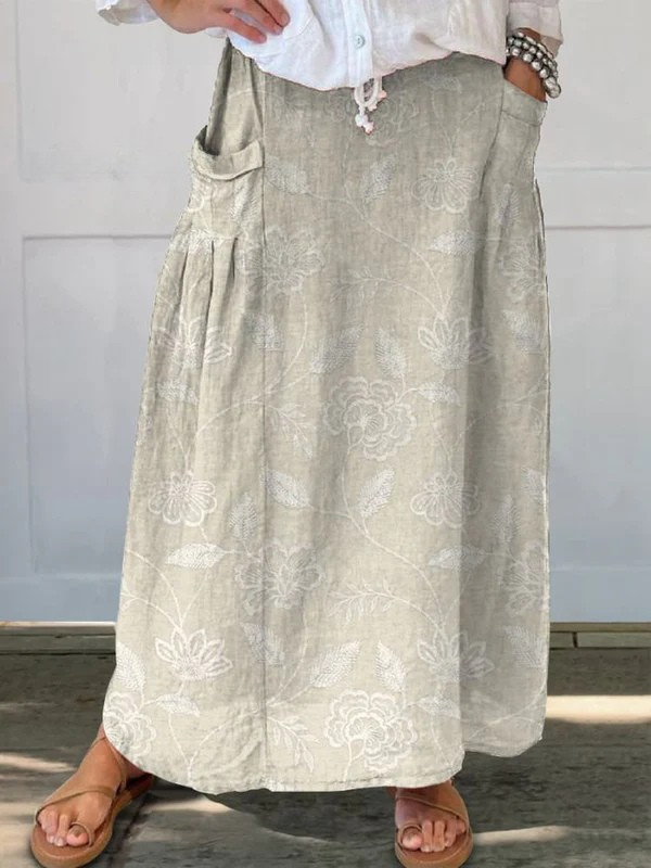 Niamh | Vintage Elastic Waistband Pocket Skirt