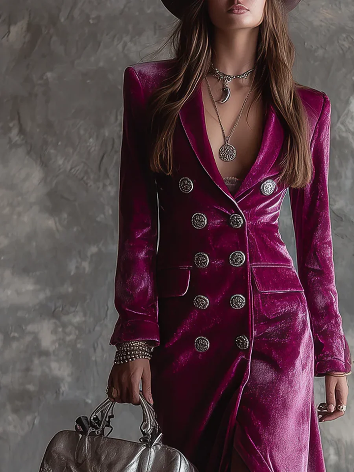 Millie | Long Velvet Blazer Maxi Dress