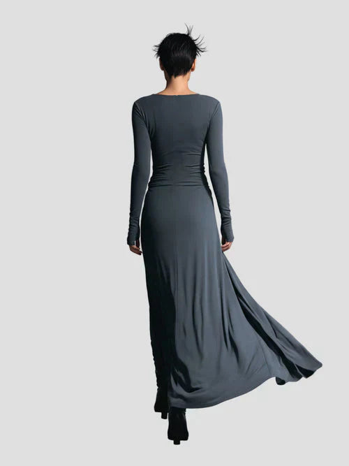 Milena | Long Sleeve Draped Midi Dress